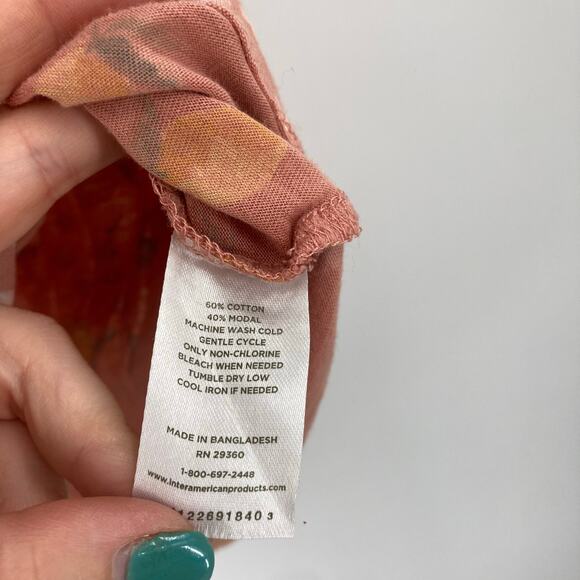 DIP Lemon Floral Peach Mauve Short Sleeve Tee Women’s XL Fitted Soft - Picture 4 of 7